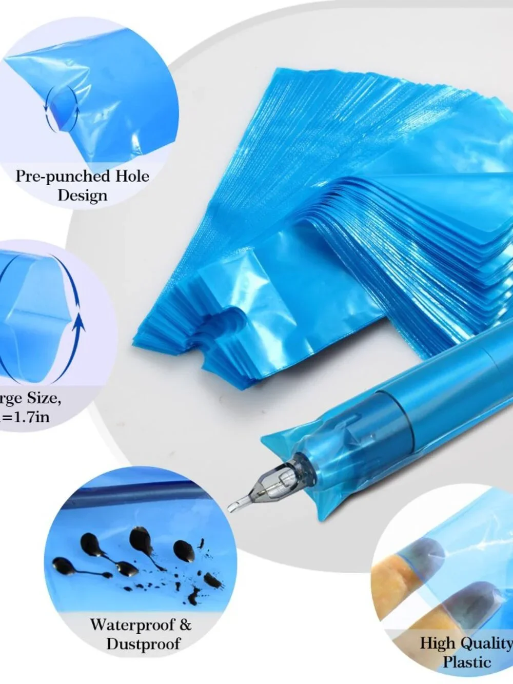 Pen Machine Covers and Grip Tapes 200pcs Tattoo Machine Covers with 4pcs Grip Wr
